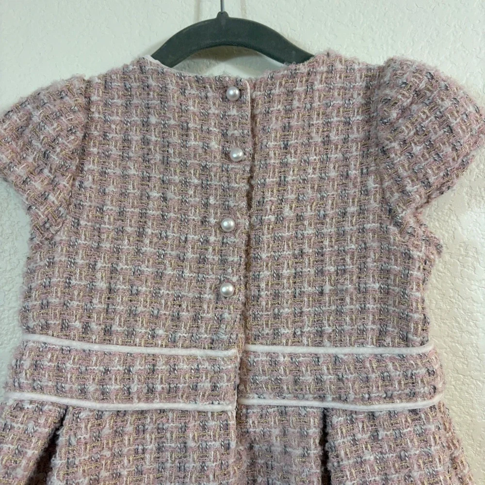 Rachel Zoe Tweed Dress Girls 4T Pink Pearl Accent Holiday Party Event Church